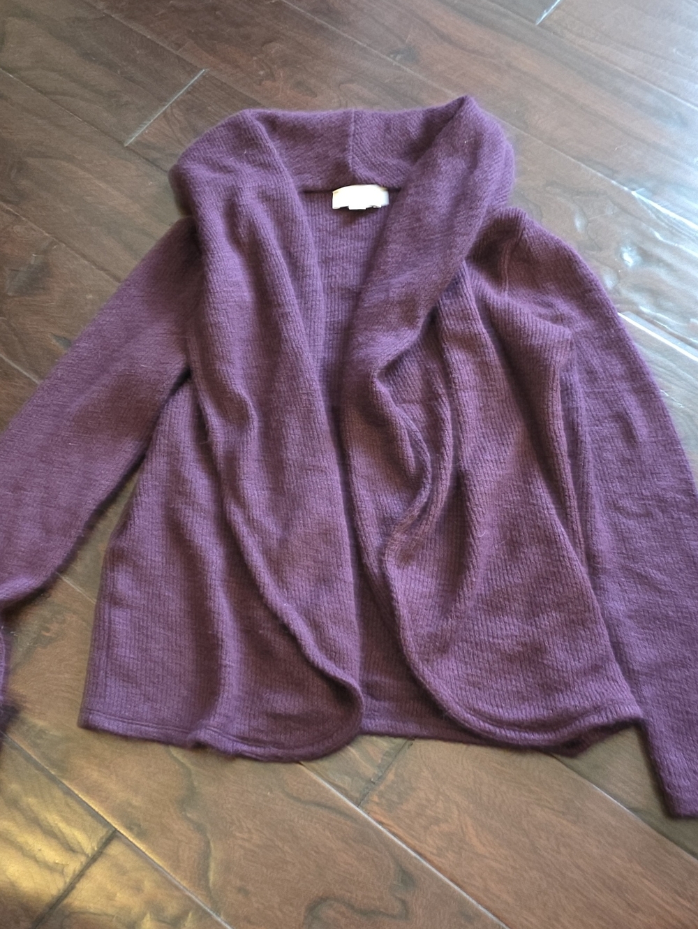 LOFT Open Shawl Collar Cardigan - Plum